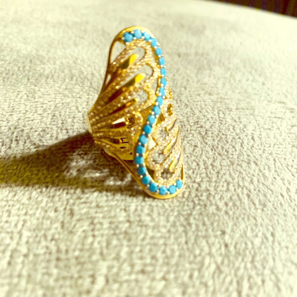 14k real gold ring with natural zirconia stones